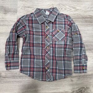 Old Navy Boys 3T Plaid Long Sleeve Button Up Shirt Top Roll‎ Tab Sleeves